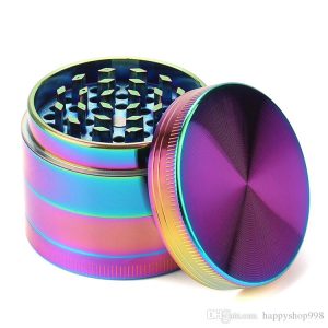 50mm Herb Tobacco Grinder Purple Rainbow Shiny 4 Part @ namasteji.co.uk