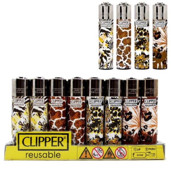 Clipper Lighters Regular Safari Pattern Reusable Lighters namasteji.co.uk