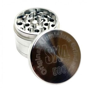 SX4_50mm 4 Part Silver Magnetic Herb weed Grinder @ namasteji.co.uk
